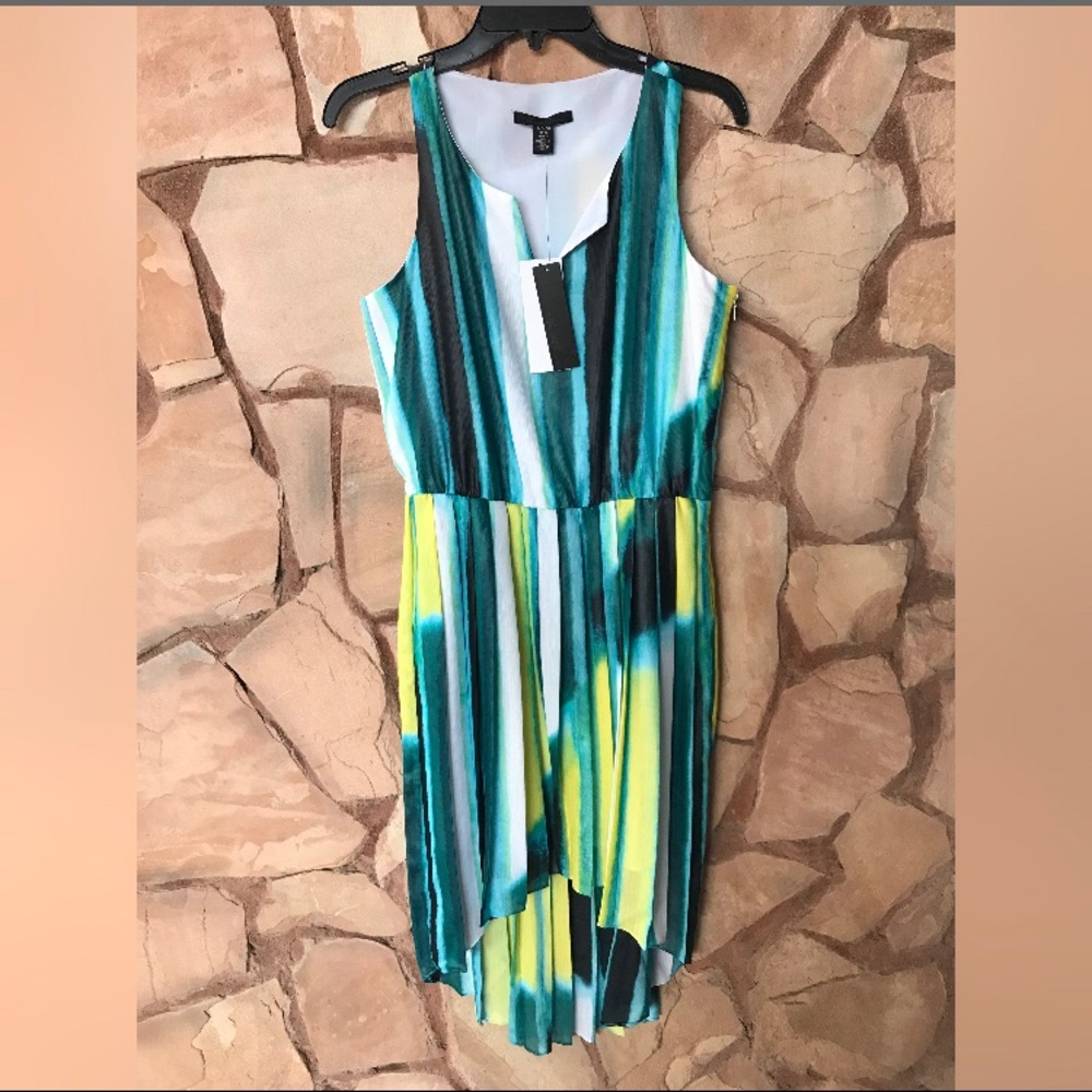 Kenneth Cole New York Aquamarine Sleeveless Pleaded Dress